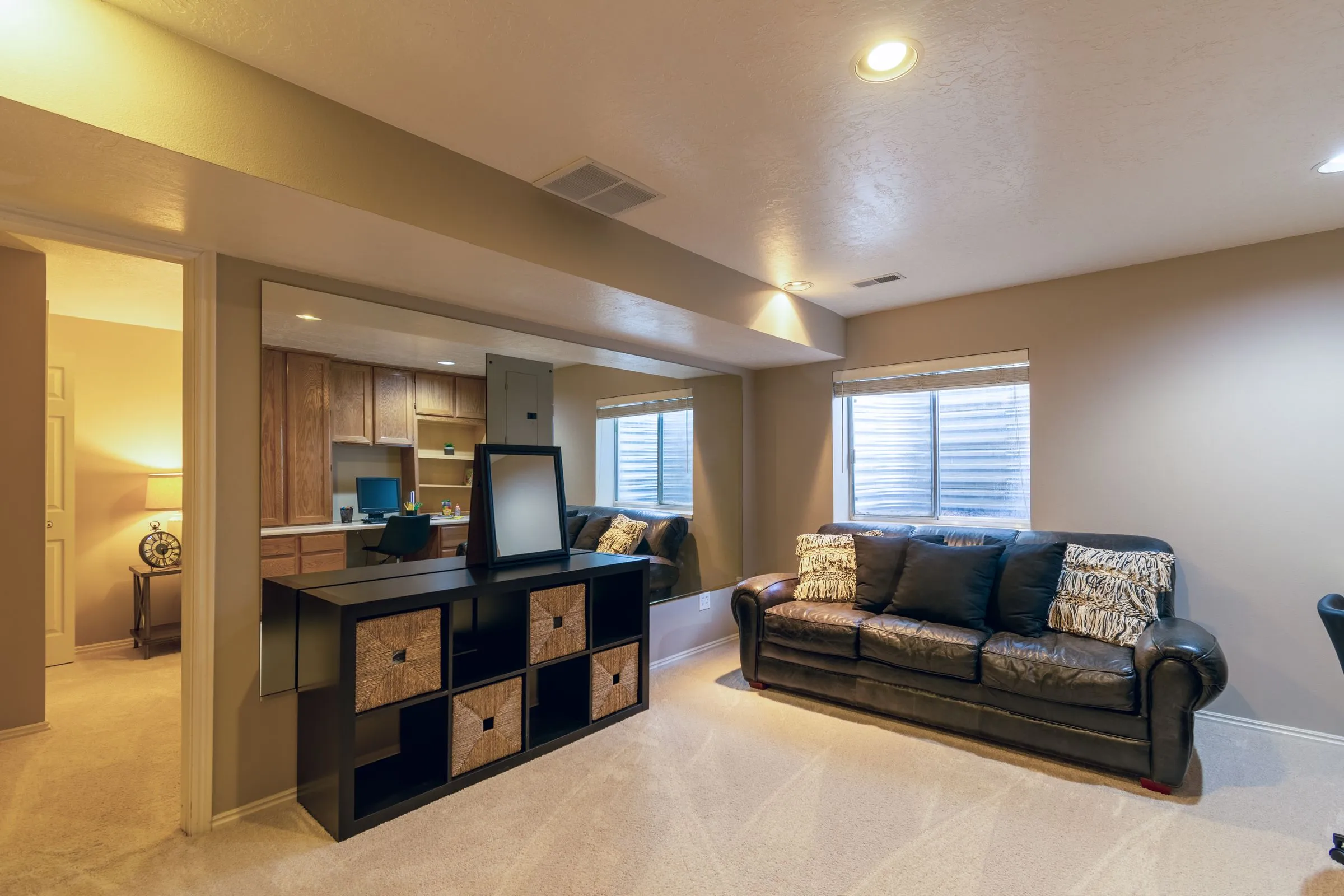 The finished basement living room